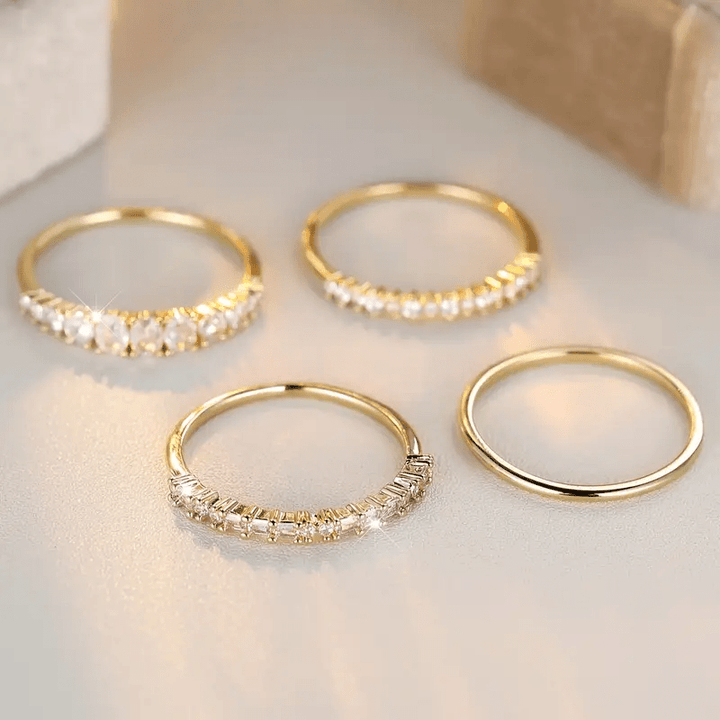 14K Golden Zirconia Stacking Rings