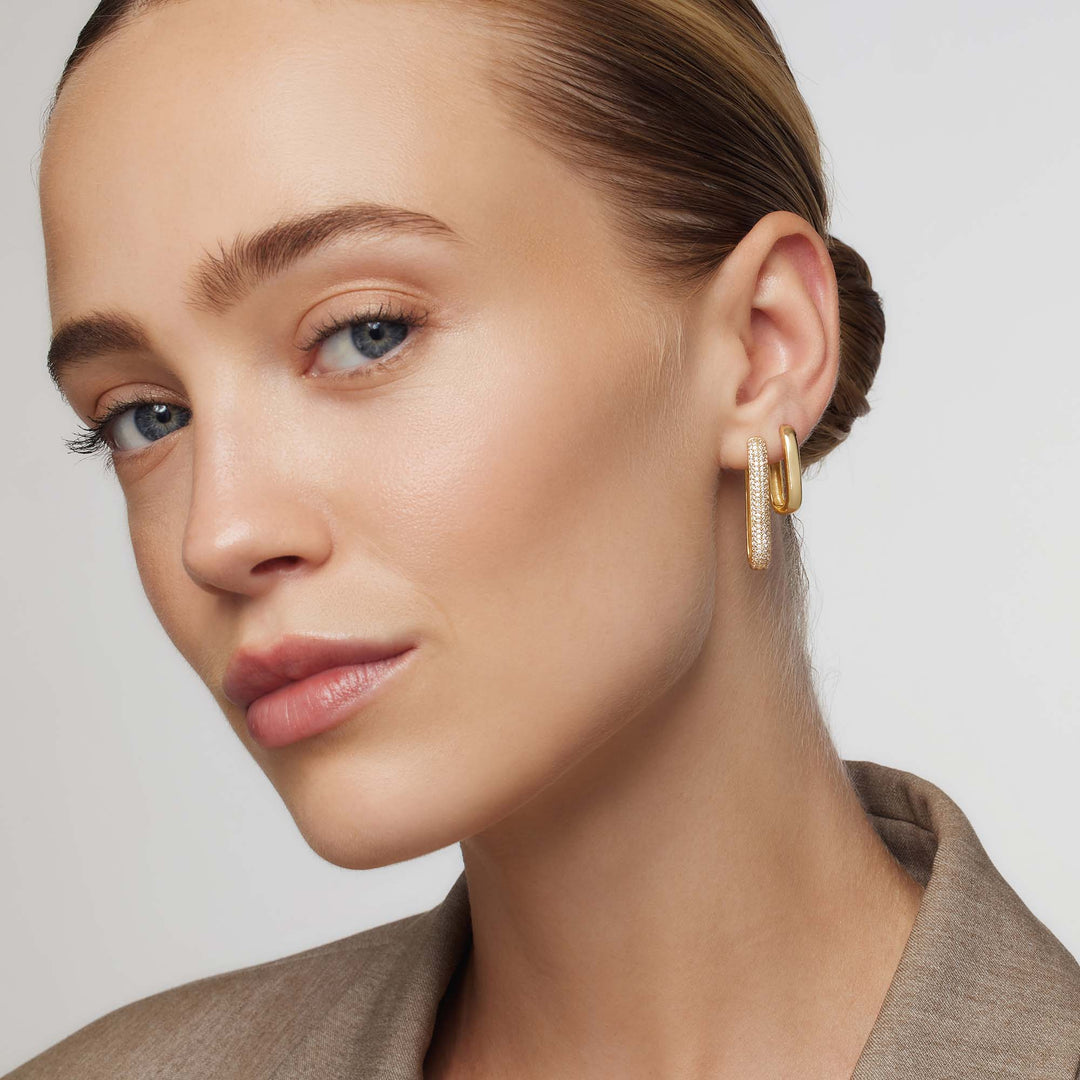 Large Icon Pavé Hoops | Gold