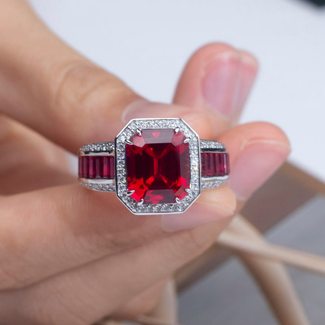 Luxury Lab-Grown Ruby Cut Ring