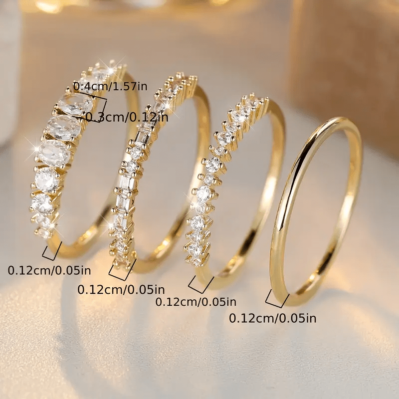 14K Golden Zirconia Stacking Rings